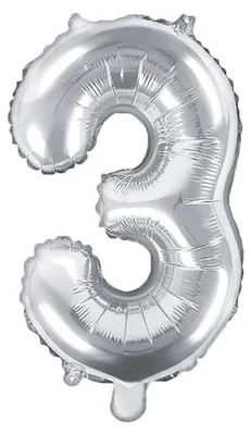 Produktbild von Folienballon Zahl 3, 35cm, silber