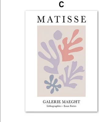Produktbild von TPFLiving Kunstdruck LW-1701 (OHNE RAHMEN) Poster - Leinwand - Wandbild - Hochauflösender Giclée-Druck, langlebig und hochwertig - Henri Matisse - Abstrakte Blätter in lila -  - Größe: 30x45cm