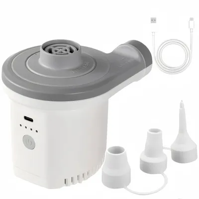 Produktbild von Elektrische Luftpumpe mit 3 Düsen,2-in-1 Inflate und Deflate Elektropumpe,2500mAh,Wiederaufladbar, für Camping, Luftmatratze, Pool, Schwimmring (Grau)