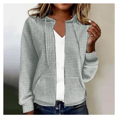 Produktbild von Damen Kapuzenjacke Vintage Oversize Sweatjacke Hoodie mit Kapuze