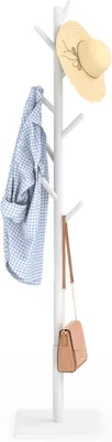 Image de Porte-manteau, 8 crochets, 3 hauteurs réglables, 30x30x180 cm, blanc, pour entrée