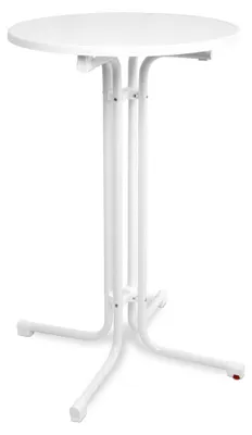 Immagine prodotto di Tavolo alto da esterno Beautissu Sylt, pieghevole, regolabile in altezza, Ø70 cm, bianco