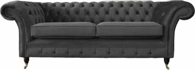 Produktbild von Design Chesterfield Sofa 3 Sitzer Grau Couch Polster Sofas Wohnzimmer