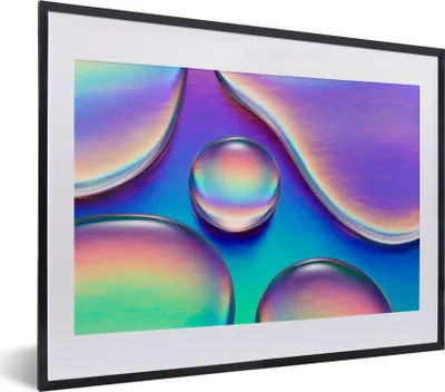 Produktbild von MuchoWow® MuchoWow® Gerahmtes Poster Wasser - Regenbogen - Abstrakt 40x30 cm - Poster mit zchwarzem Bilderrahmen - Bilderrahmen - Poster im Rahmen
