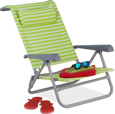 relaxdays Klappbarer Liegestuhl mit Nackenkissen