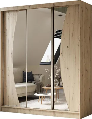 Image de BEAUTYSOFA armoire moderne avec portes coulissantes VOX 180cm - Armoire avec miroir et portes coulissantes (chêne Artisan)