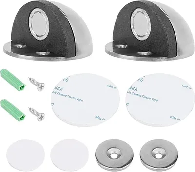 Produktbild von PolkaHome® 2er Set Magnetischer Türstopper Halbmond Boden Türstopper mit Gummipuffer Edelstahl Bodentürstopper Wandschutz