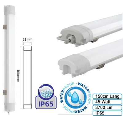 Produktbild von LED Wannenleuchte Feuchtraumleuchte 45 Watt 150cm kaltweiss