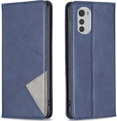 Produktbild von Mobigear Rhombus Slim Motorola Moto E32s Hülle Klapphülle - Blau
