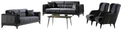 Produktbild von Wohnzimmermöbel Set Sofa 3+3+1+1 Sitzer Moderne Wohnzimmermöbel 4tlg Design