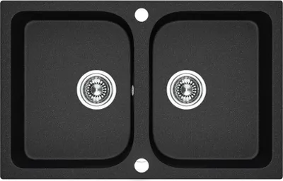 Produktbild von BADLAND Spülbecken Granitspüle Doppelbecken Celia 48x76 Schwarz | Siphon im SET!