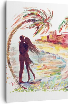 Produktbild von Bild auf Leinwand - Leinwandbild - Einteilig - Liebe Palmen Ansicht Sommer - 70x100cm - Wand Bild - Wanddeko - Wandbilder - Leinwanddruck - Wanddekoration - Leinwand bilder - Wandbild - PA70x100-2989