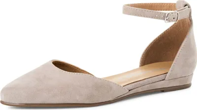 Produktbild von Tamaris Damen Ballerina Leder Fesselriemen spitze Form Keilabsatz 1-24251-42, Größe:39 EU, Farbe:Beige
