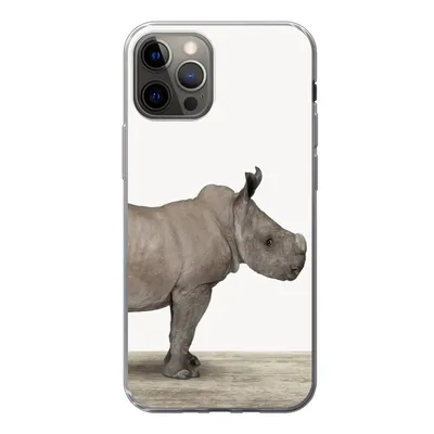 Produktbild von MuchoWow® Handyhülle Schutzhülle Hülle für iPhone 13 Pro Rhinozeros - Tiere - Jungen - Mädchen Silikon Softcase Handy Hülle - Handy-Tasche