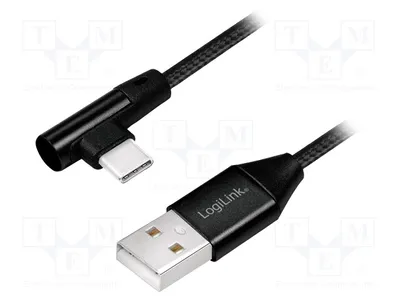Produktbild von 1x Kabel USB A-Stecker,USB C Eckstecker 0,3m USB 2.0  schwarz CU0137 USB-Kabel und