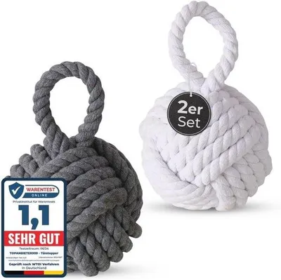 Produktbild von Famanu Türstopper Jute Grau und Weiß - Set aus 2 Stück
