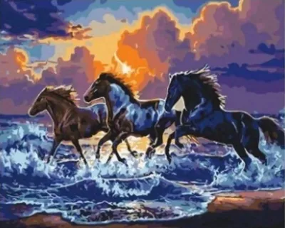 Produktbild von 40x30 cm Diamanten Malerei Zum Selbermachen Diamond Painting Pferde im Galopp