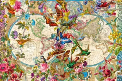 Zdjęcie produktu dla Puzzle 3000 elementów Flora i Fauna. Mapa Świata