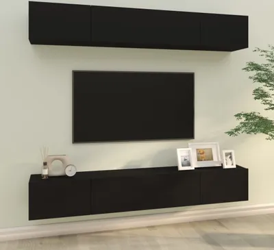 Produktbild von vidaXL TV-Wandschränke 4 Stk. Schwarz 100x30x30 cm