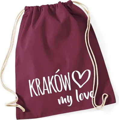 Produktbild von Huuraa Turnbeutel Kraków my love 12 Liter Burgundy Baumwolle Rucksack Geschenkidee