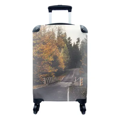 Produktbild von MuchoWow® Koffer Handgepäck Trolley Rollkoffer Kleine Reisekoffer mit 4 Rollen - Bäume - Straße - Herbst - Cabin Size < 55x40x23 cm & 55x40x20 cm - Fotokoffer - Kabinenkoffer - Boardgepäck - Reise-Box - Reisekoffer - Reisegepäck - Koffer mit Bild - Trolley für Kinder