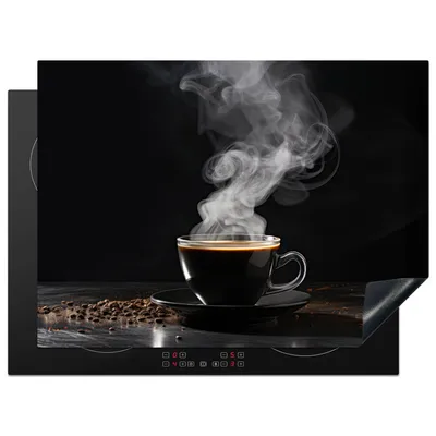 Obrázek produktu pro KitchenYeah® Kryt varné desky černý - káva, 71x52cm, dekorace do kuchyně, keramický kryt varné desky, kryt varné desky