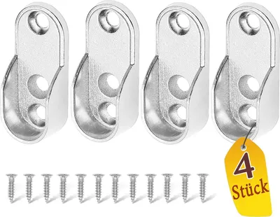 A set of four oval rod holders and screws.