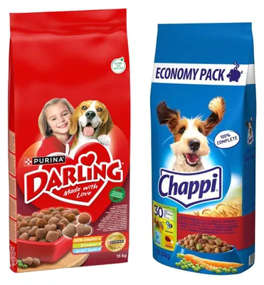 Produktbild von Purina Darling Rindfleisch & Huhn mit Gemüse 15 kg + Chappi mit Geflügel & Rindfleisch 13,5 kg Trockenfutter für Hunde