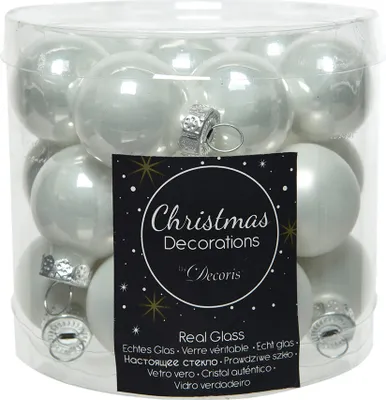 Produktbild von Weihnachtskugeln Glas 2,5cm 24 Stück - Winterweiss
