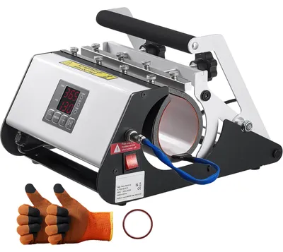 Image de Presse à tasses SucceBuy, machine d'impression par sublimation pour tasses, capacité 887 ml, couleur blanche, avec ruban adhésif et gants. Réglage facile de la température et du temps d'impression pour les tasses et les mugs.