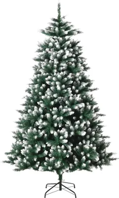 Image de Arbre de Noël artificiel - PVC et métal - Hauteur 2 m - Sans éclairage - Support métallique stable - Vert