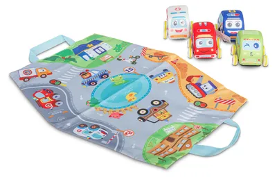 Imagen del producto de Juguete educativo: coche con motor, vehículos y alfombra con motivos de ciudad