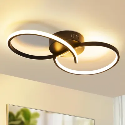 Image de ZMH Plafonnier Salon Plafonnier Moderne Salon Noir 12W Design Lampe de Chambre Intérieur 3000K Lampe de Cuisine Blanc Chaud Plafonnier