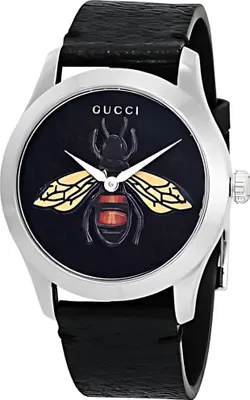 Produktbild von Gucci G Timeless Damenuhr aus Edelstahl silber schwarz mit Schmetterling