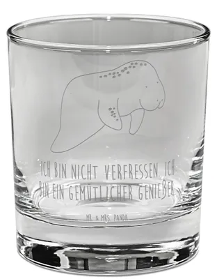 Produktbild von Mr. & Mrs. Panda Tumbler Glas Seekuh Chillen - Transparent - Geschenk, Gravur Whiskyglas, Süßigkeiten, Whiskey, Abnehmen, Bourbon, Meer, Diät, Essen, Zucker