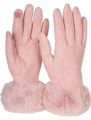 Zdjęcie produktu dla styleBREAKER Rękawiczki damskie z ekranem dotykowym, jednokolorowe z wykończeniem ze sztucznego futra, ciepłe rękawiczki, zima 09010038