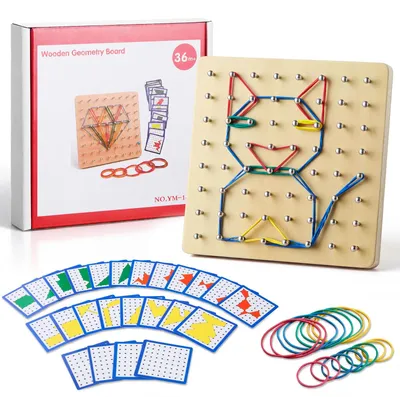 Zdjęcie produktu dla Zestaw Geoboard - Zabawka Montessori - Zabawka sensoryczna - Zabawka edukacyjna 4 lata - Rozwój motoryki - Wspieranie kreatywności