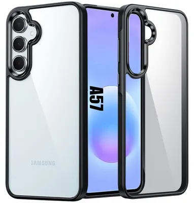 Image de Coque pour Samsung Galaxy A57 5G, Antichoc Anti-Rayures Transparent avec Bordure Silicone Noir