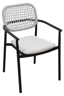 Produktbild von Stapelbarer Gartenstuhl Lecce | Beige | Schwarz/Mokka | Aluminium und Rope | 2er Set
