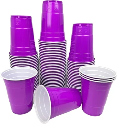 Produktbild von Purple Cups 100x Pack - Lila Party-Becher - Beer-Pong American Party-Cups Original 500 ml - Festival & Party | 16oz Mehrweg Trinkbecher | Bier-Pong