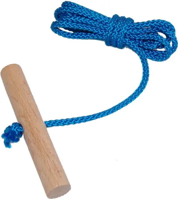 Produktbild von Schlittenseil mit Holzgriff aus Buchenholz 150 cm lang NEU blau