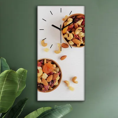 Produktbild von Wohnzimmer Leinwand Uhr Geräuschlos Küche 30x60 Nüsse, Motive, schwarze Zeiger