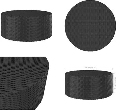 Produktbild von vidaXL Teetisch Schwarz 68x68x30 cm Poly Rattan - Teetisch - Teetische - Beistelltisch - Beistelltische
