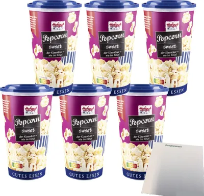 Produktbild von Hofgut Popcorn süß Becher VPE (6x50g Becher) + usy Block