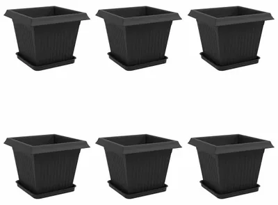 Immagine prodotto di ViadXL Vasi da fiori, set da 6 pezzi, nero, 33 x 33 x 26 cm, plastica