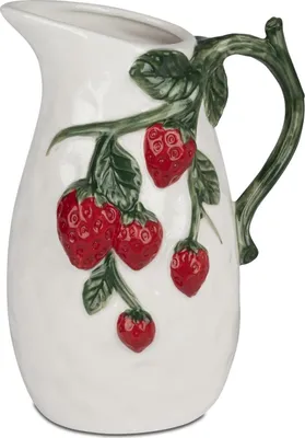 Produktbild von Deko Krug, Vase Erdbeeren weiß rot H. 21cm aus Porzellan Formano S26