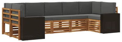 Produktbild von vidaXL Ecksofa Set mit Kissen 7 pcs Natur und Anthrazit Polyester