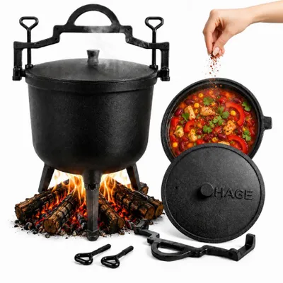 Obrázek produktu pro Litinový hrnec HAGE Dutch Oven na guláš s víkem a nožičkami, 4 l