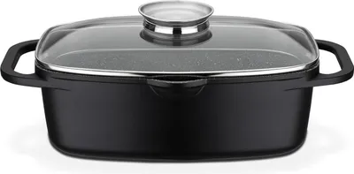 Image de Poêle à frire universelle - granit - adaptée à la cuisson polyvalente - 1 pièce - noir - aluminium - 33 x 21 cm