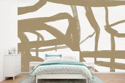 Produktbild von MuchoWow® Fototapete für Wohnzimmer oder Schlafzimmer Wandtapete Vinyl Motivtapete Abstrakt - Braun - Weiß - 525x350 cm - Das Hintergrundbild